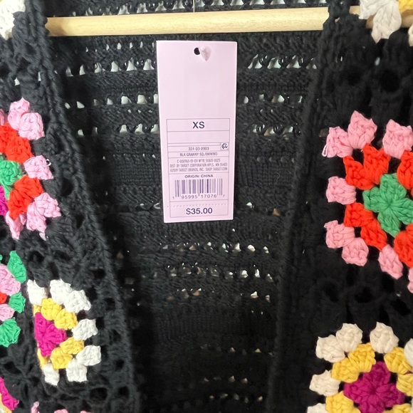 Wild Fable Crochet Granny Square Cardigan Sweater Multi Color Sz Xs - Picture 8 of 9